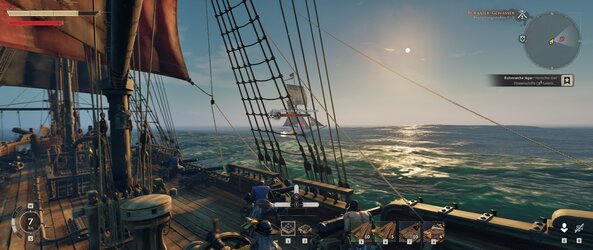 Spielfigur in einer fantastischen Landschaft aus einem PC-Rollenspiel