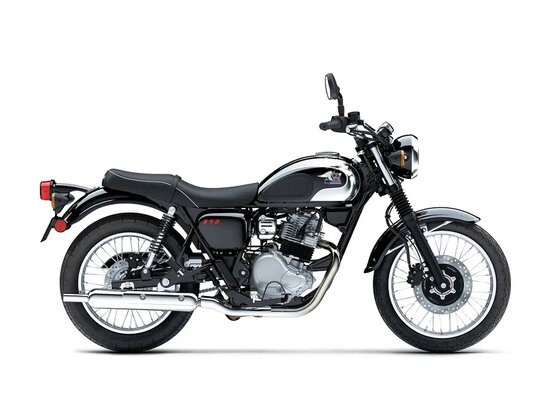Kawasaki Meguro S1 moderne Retro-Motorrad auf der Straße im Profil