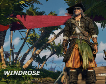 Spielfigur in einer weiten Fantasy-Landschaft aus dem Spiel Windrose